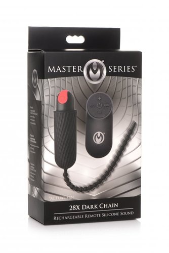 חוטר סאונדינג סיליקון רוטט לאיבר המין XR Brands - 7X Dark Chain Rechargeable Remote Silicone Sound