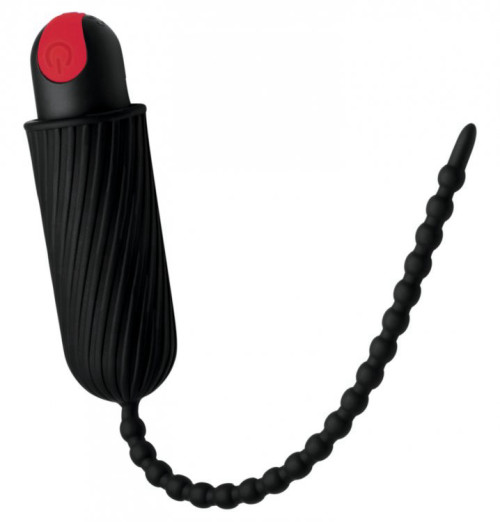 חוטר סאונדינג סיליקון רוטט לאיבר המין XR Brands - 7X Dark Chain Rechargeable Remote Silicone Sound