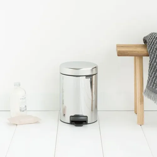 פח ברבנטיה 3 ליטר Brabantia ניקל פח לשירותים מתוך קולקציית פחי אשפה לשירותים (מכלול ומידות) - עשוי מחומרים עמידים בפני לחות וחלודה לאורך זמן