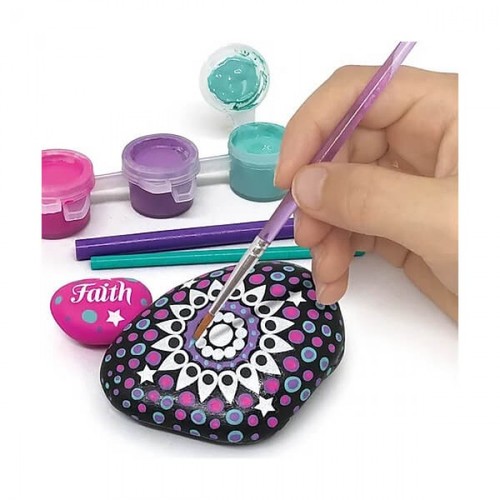 ערכת יצירה נבולוס להכנת גינת אבנים קסומה הכוללת אבנים טבעיות ומגוון צבעים ומדבקות זוהרות 