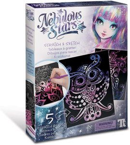 ערכת יצירה נבולוס קסומה מנצנצת הכוללת 5 לוחות גירוד ו-21 שבלונות לצביעה בצורת גירוד התמונה