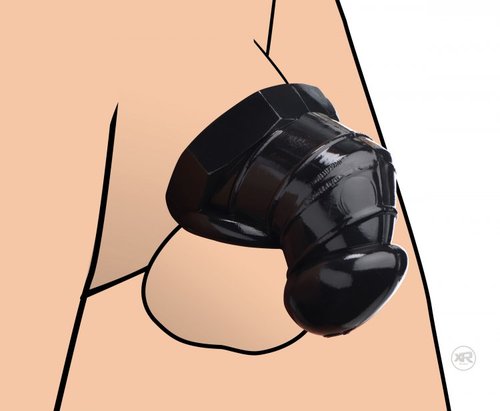 חגורת צניעות כלוב רך לאיבר המין של הגבר XR Brands- Detained Restrictive Chastity Cage