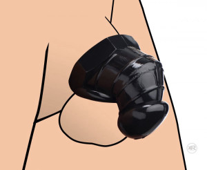 חגורת צניעות כלוב רך לאיבר המין של הגבר XR Brands- Detained Restrictive Chastity Cage