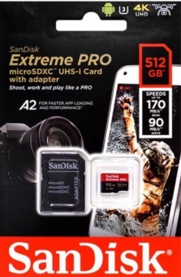 כרטיס זיכרון SanDisk Extreme Pro SDSQXCZ-512G 512GB Micro SD סנדיסק