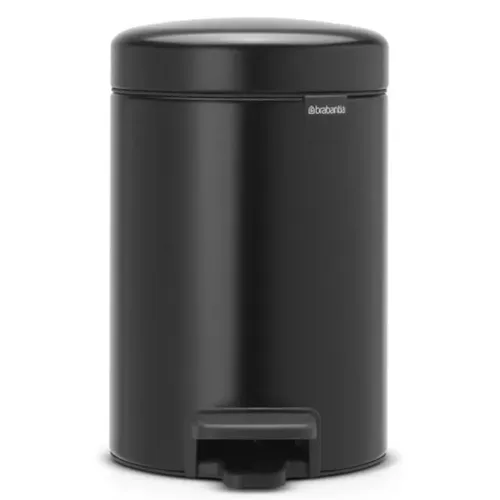 פח ברבנטיה 3 ליטר Brabantia שחור פח לשירותים מתוך קולקציית פחי אשפה לשירותים (מבט קדמי) - מתאים לשדרוג מראה האמבטיה בקלות ובמהירות