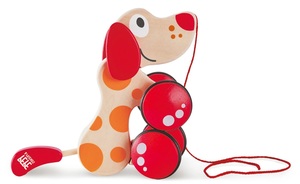 כלבלב נגרר מעודד הליכה מעץ מלא