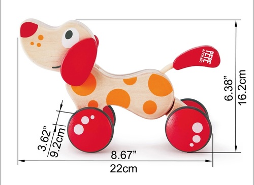 כלבלב נגרר מעודד הליכה מעץ מלא