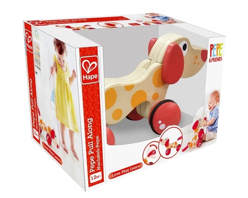 כלבלב נגרר מעודד הליכה מעץ מלא