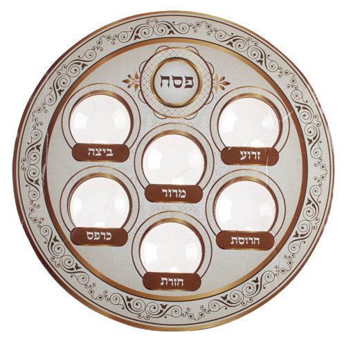 2303 צלחת זכוכית מהודרת לפסח עם פלקטה 40 ס