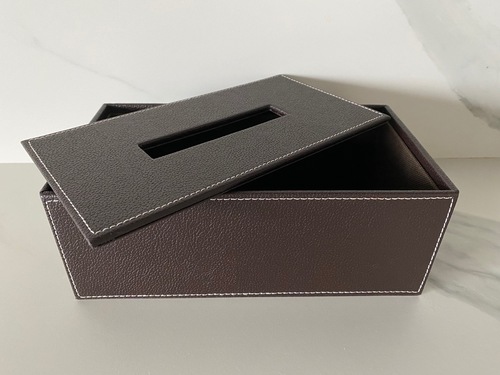 קופסת טישו דמוי עור חום ECOPELLE Tissue box 