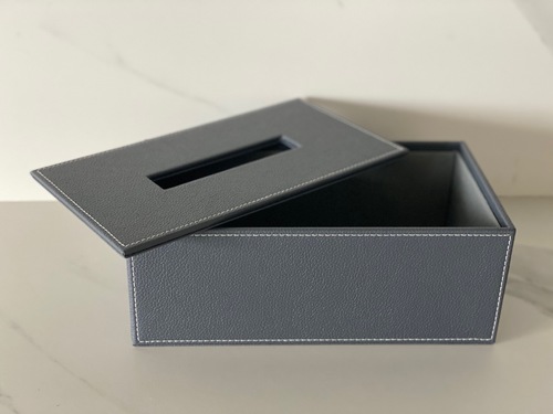 קופסת טישו דמוי עור אפור ECOPELLE Tissue box 