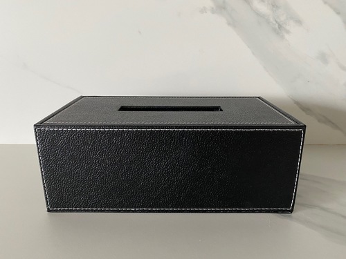 קופסת טישו דמוי עור שחור ECOPELLE Tissue box 