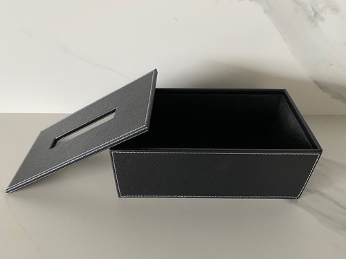 קופסת טישו דמוי עור שחור ECOPELLE Tissue box 