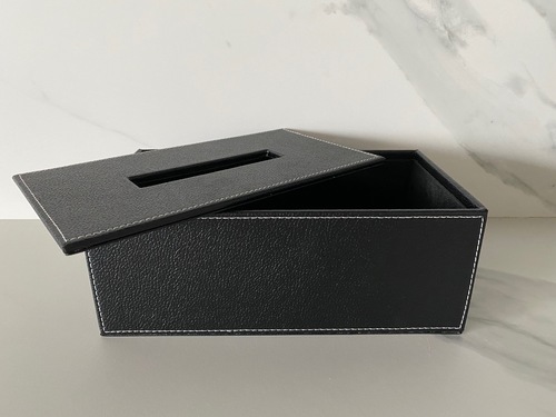 קופסת טישו דמוי עור שחור ECOPELLE Tissue box 