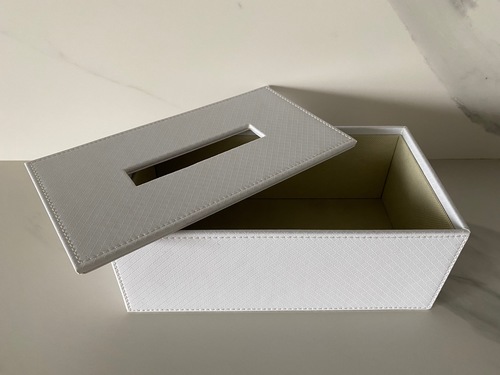 קופסת טישיו מעויינים לבן מבריק ECOPELLE Tissue Box 