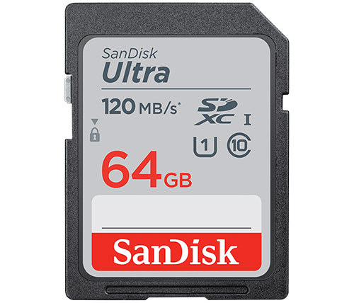 כרטיס זיכרון SanDisk Ultra 64GB SDXC Memory Card 120MB,
