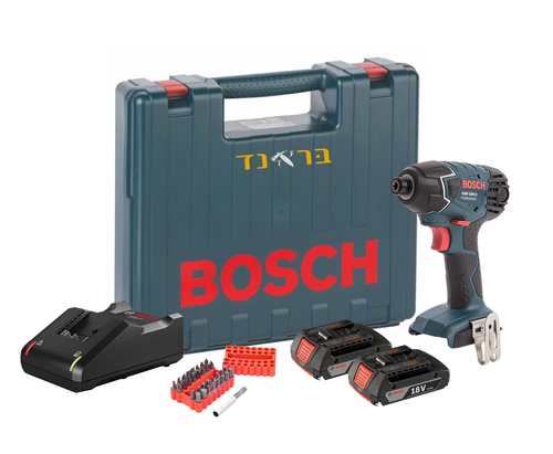 מברגה אימפקט 18V ׁ+ שתי סוללות 2.0AH + סט ביטים 33 יח'