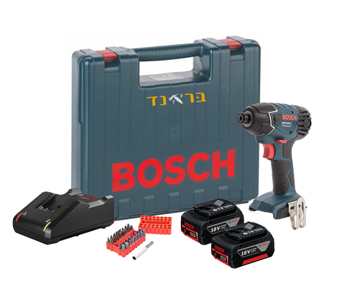 מברגה אימפקט 18V ׁ+ שתי סוללות 3.0AH + סט ביטים 33 יח'