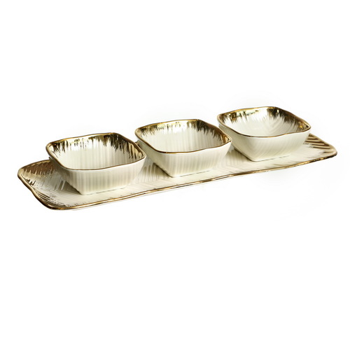 קערית porcelain שלשיה על מגש