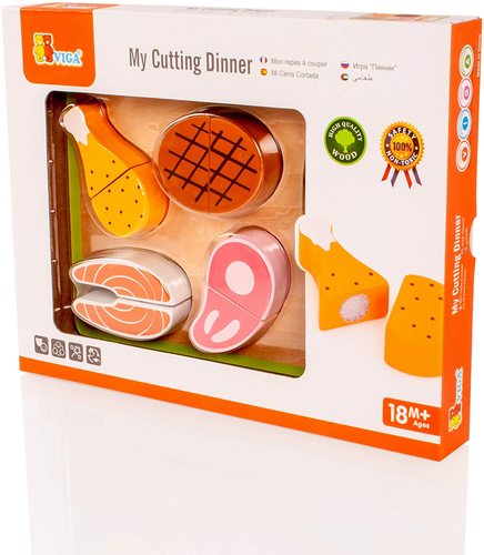 פאזל חיתוך ארוחת ערב מעץ עם מגש 9 חלקים 