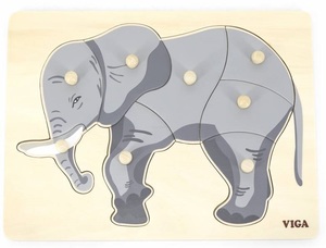 פאזל כפתורי עץ מונטסורי 8 חלקים - פיל