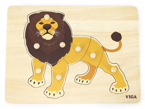 פאזל כפתורי עץ מונטסורי 8 חלקים - אריה