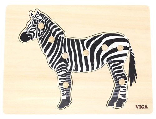 פאזל כפתורי עץ מונטסורי 8 חלקים - זברה
