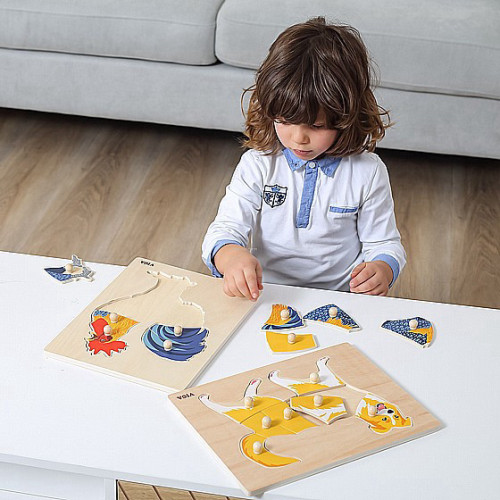 פאזל כפתורי עץ מונטסורי 8 חלקים - זברה