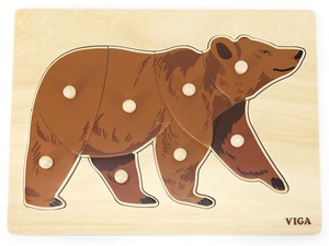 פאזל כפתורי עץ מונטסורי 8 חלקים - דב