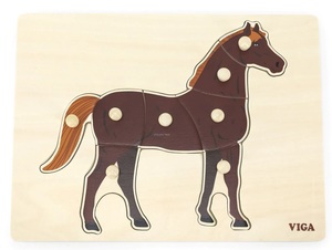 פאזל כפתורי עץ מונטסורי 8 חלקים - סוס