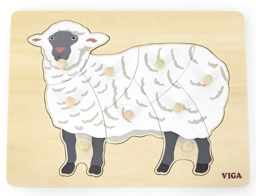 פאזל כפתורי עץ מונטסורי 8 חלקים - כבשה
