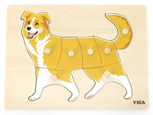 פאזל כפתורי עץ מונטסורי 8 חלקים - כלב