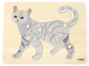 פאזל כפתורי עץ מונטסורי 8 חלקים - חתול