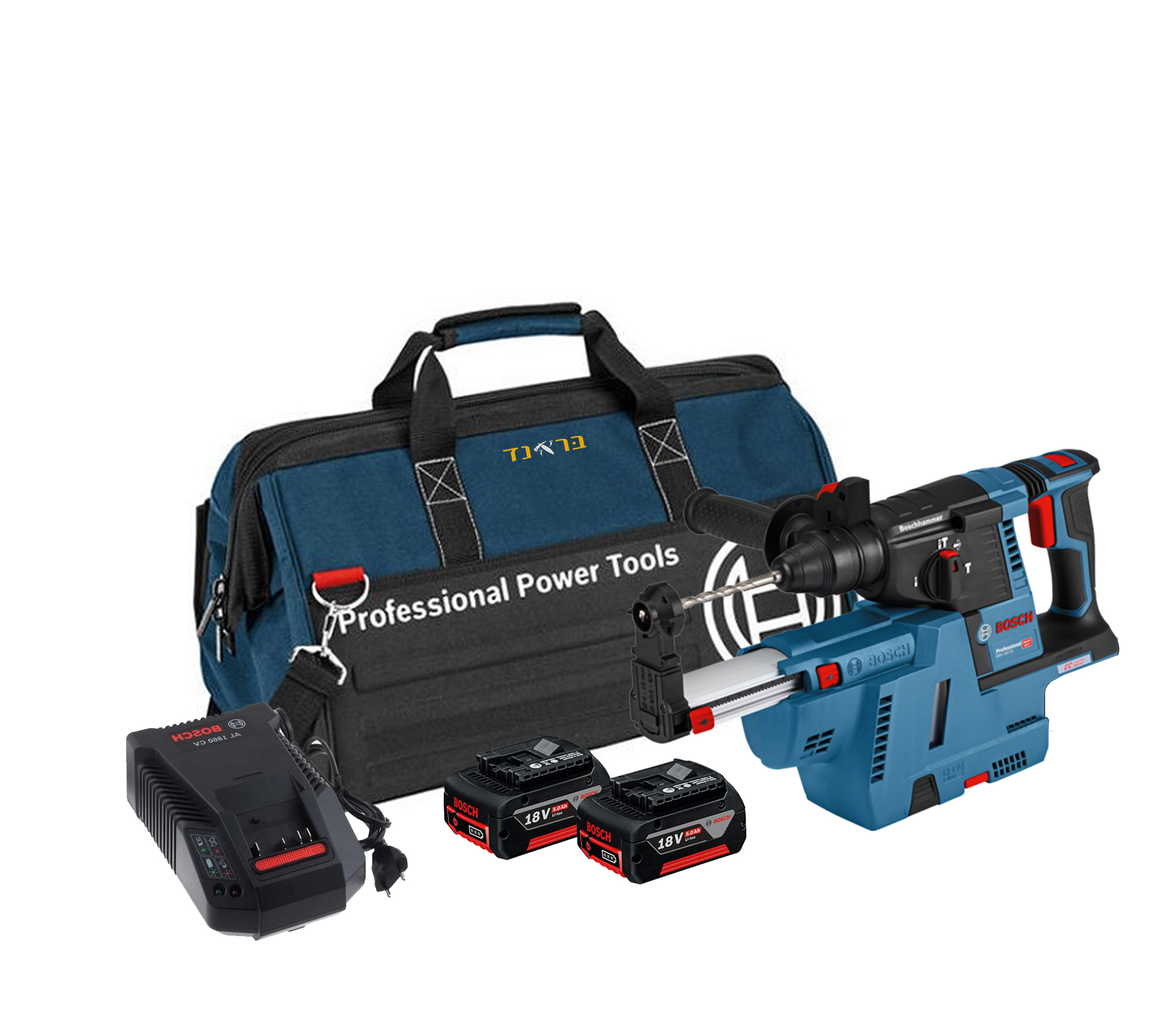 פטישון נטען 18V+ שואב אבק + שתי סוללות 5.0AH