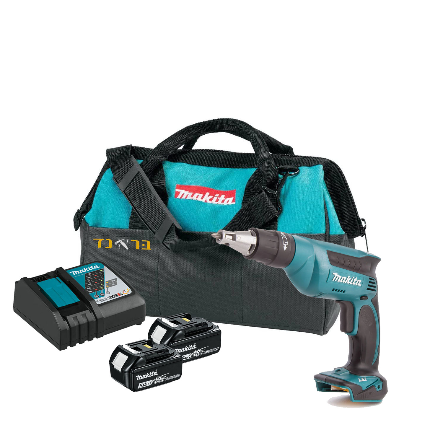 מברגת גבס 18V + שתי סוללות 5.0AH