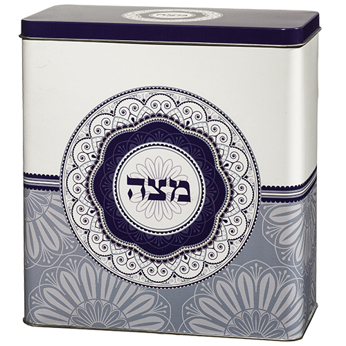 קופסת פח למצות דגם כחול עיגול 20.5X19 ס"מ