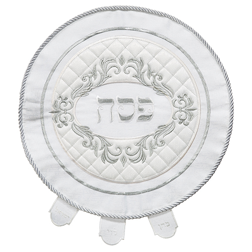 כיסוי פסח מהודר סטן עם ריקמה כסף 43 ס
