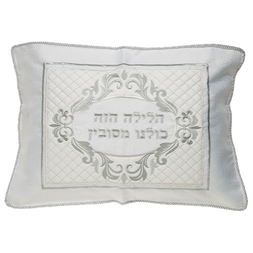 כיסוי לכרית הסבה מהודר סטן עם ריקמה כסף 50x72 ס