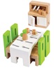 סט ריהוט לבית בובות מעץ מלא 8 חלקים - חדר אוכל