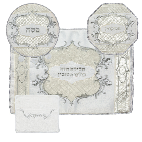 סט פסח מפואר משובץ באבנים 4 חלקים כיסוי פסח