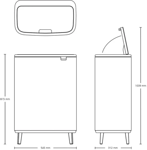 פח ברבנטיה למטבח 60 ליטר - Brabantia BO מוברש מתוך קולקציית פחי אשפה למטבח (מבט נוסף) - מתאים לשדרוג מראה האמבטיה בקלות ובמהירות