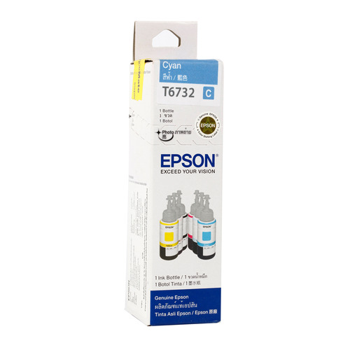 בקבוקון דיו מקורי  צבע  ציאן כחול  T6732 EPSON אפסון C13T6732A