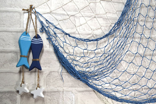 רשת דייגים כולל צדפים בצבע כחול Fishing Net