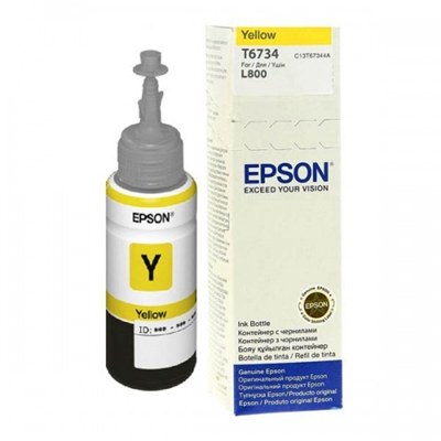 בקבוקון דיו מקורי  צבע  צהוב  T6734 EPSON אפסון C13T67344A