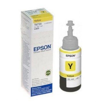 בקבוקון דיו מקורי  צבע  צהוב  T6734 EPSON אפסון C13T67344A