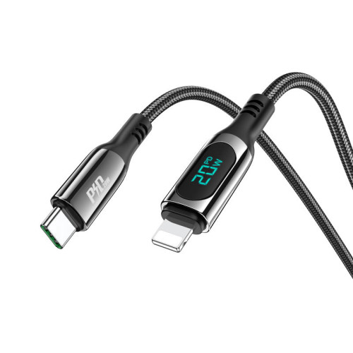 כבל טעינה וסינכרון עם תצוגה Hoco S51 Usb to Lightning 5A 1.2m