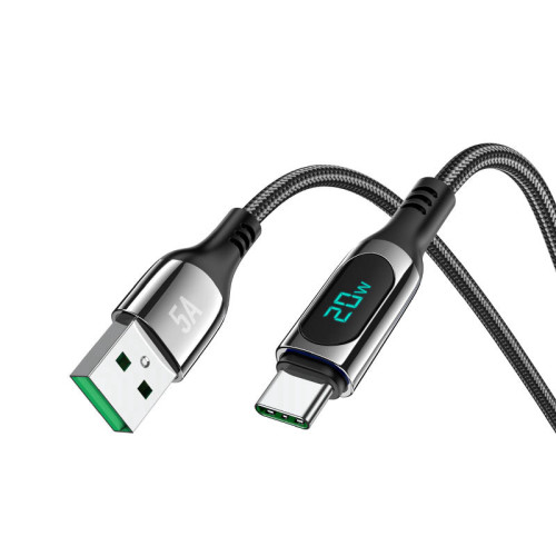 כבל טעינה וסינכרון עם תצוגה Hoco S51 Usb to Type-c 5A 1.2m