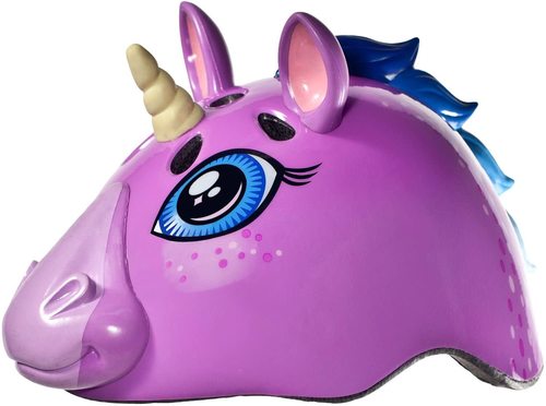 קסדת ילדים בעיצוב 3D עם פתחי אוורור לגיל 3-5 - חד קרן ורוד
