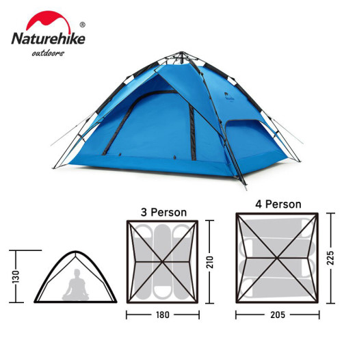 אוהל בן רגע ל 3 אנשים פתיחה מהירה NATUREHIKE TENT  דגם NH21ZP008