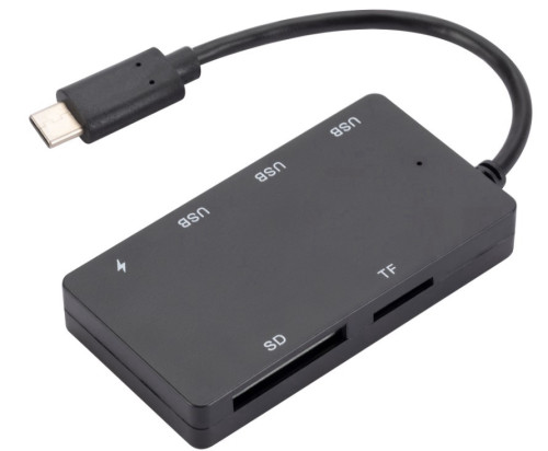 מפצל USB3.0 עם כניסה חיבור USB type C זכר ל-4 חיבורי USB3.0 